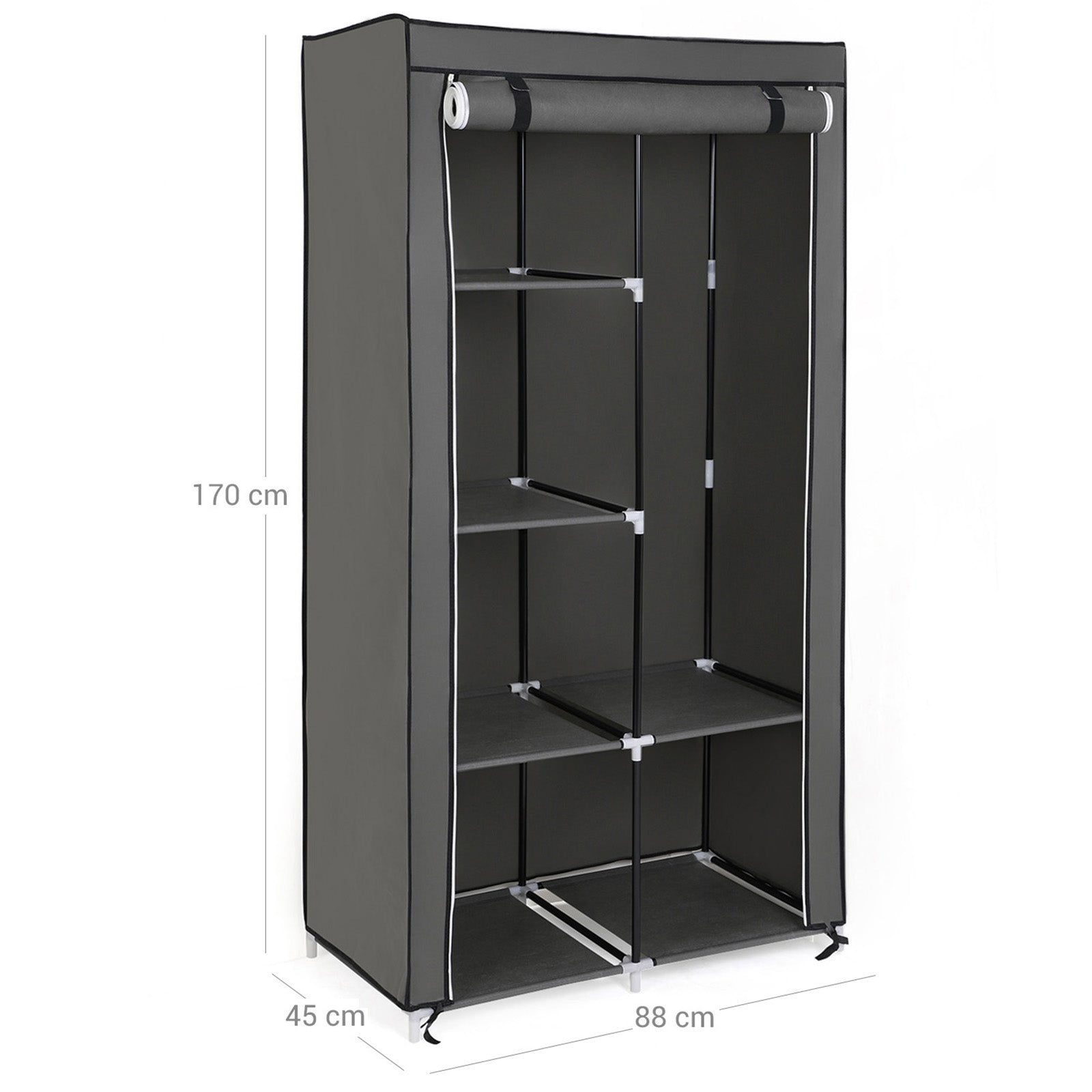 Stoffschrank mit Rolltür Grau
