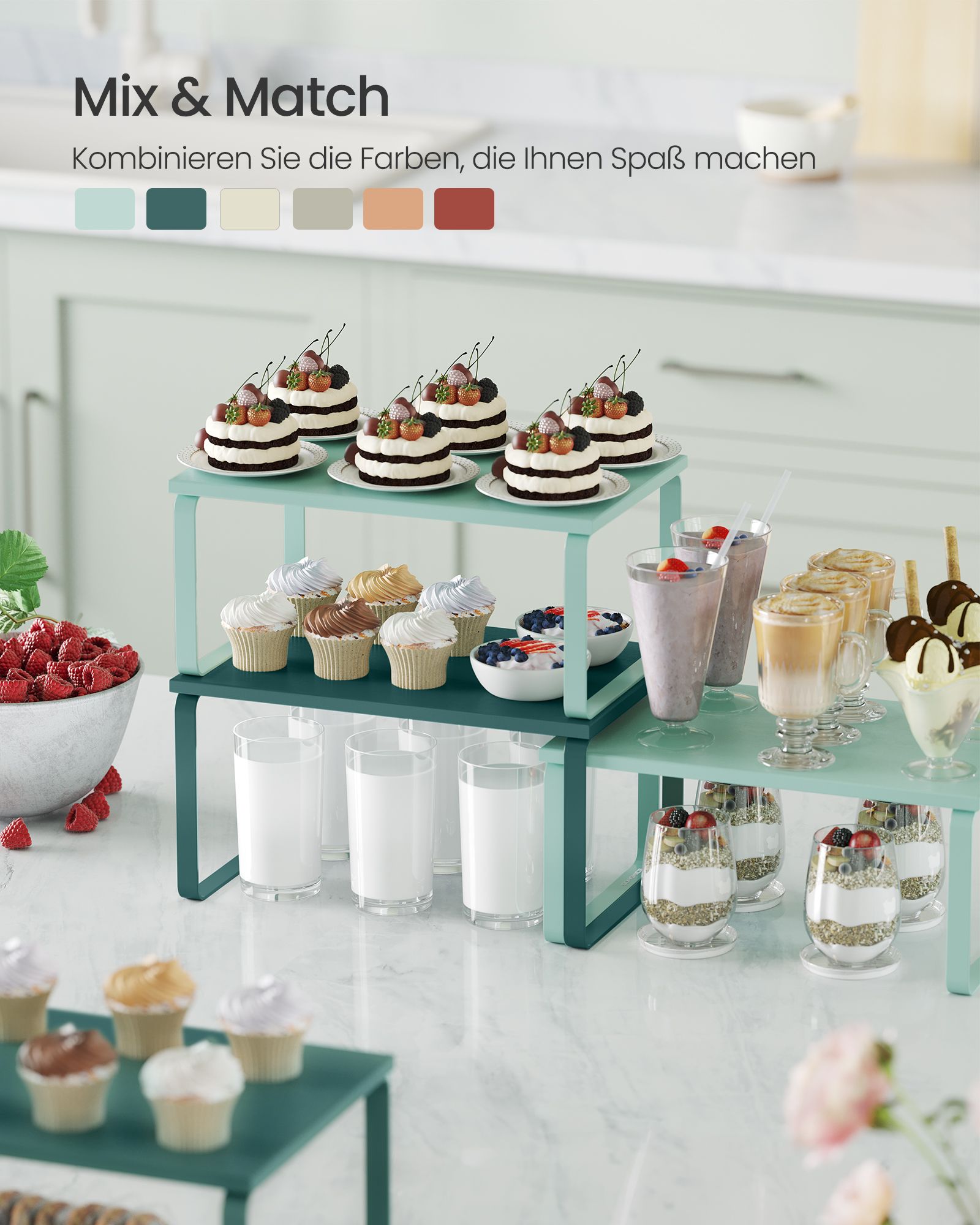 Gewürzregal 2er Set stapelbar mondlichtgrün
