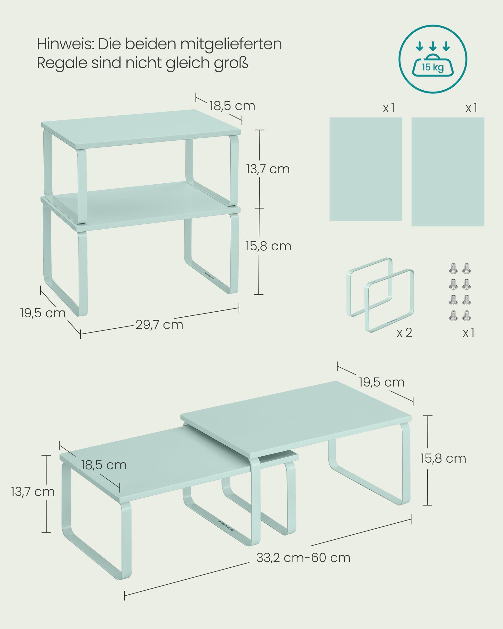 Gewürzregal 2er Set stapelbar mondlichtgrün