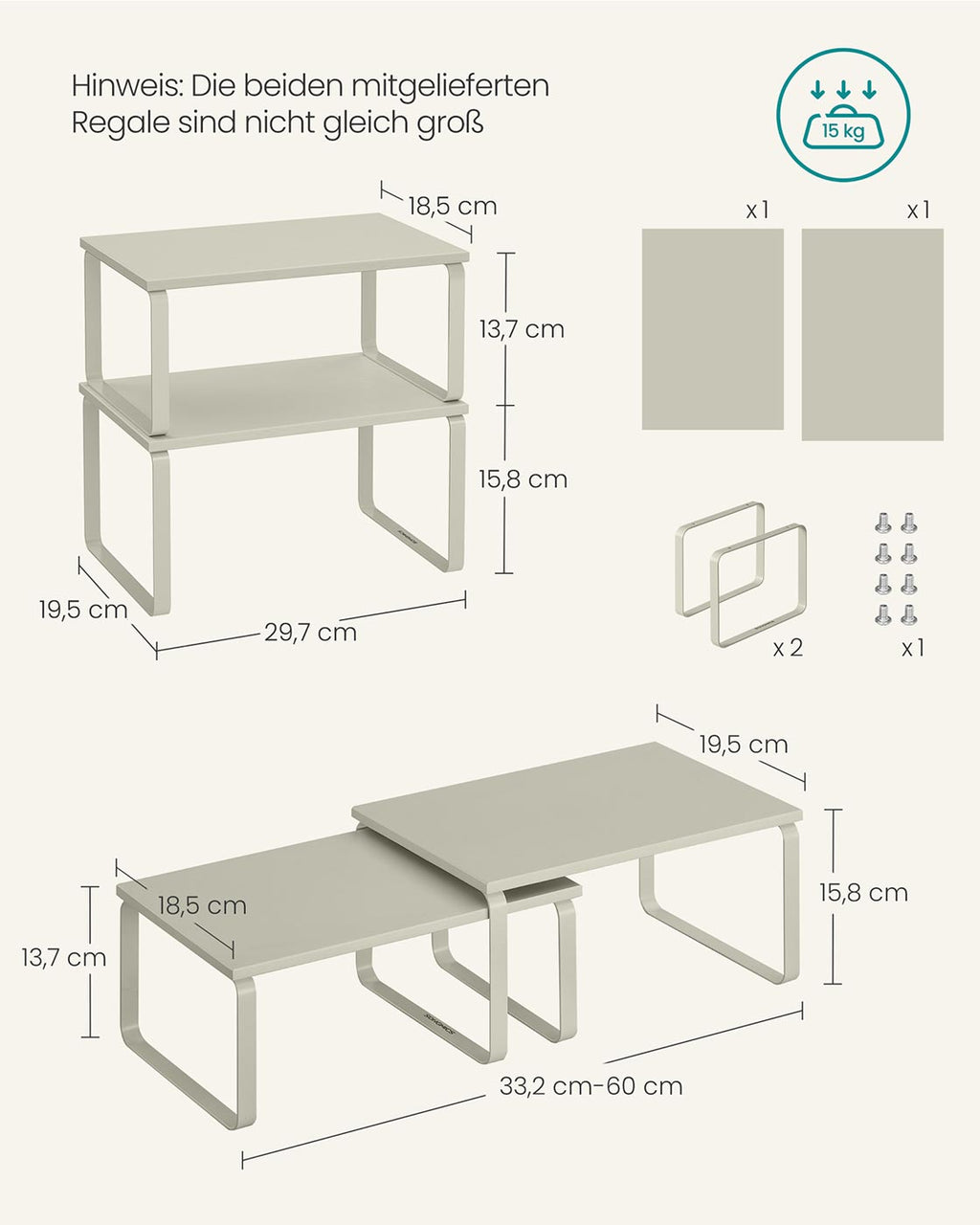 Gewürzregal 2er Set stapelbar cappuccinobeige