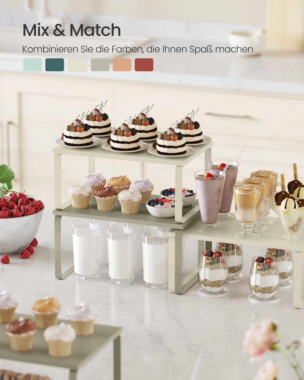 Gewürzregal 2er Set stapelbar cremeweiß