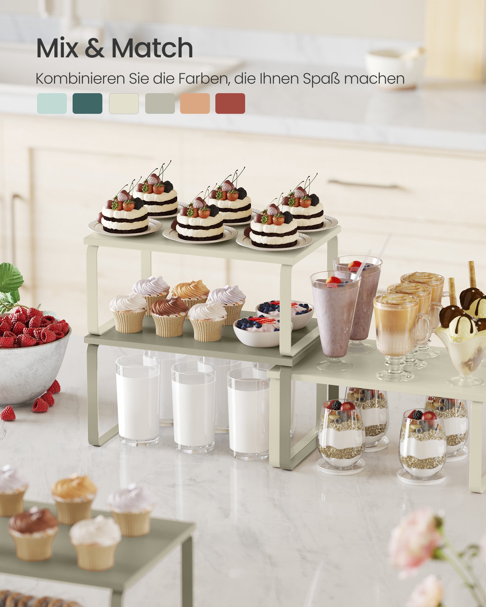 Gewürzregal 2er Set stapelbar cremeweiß