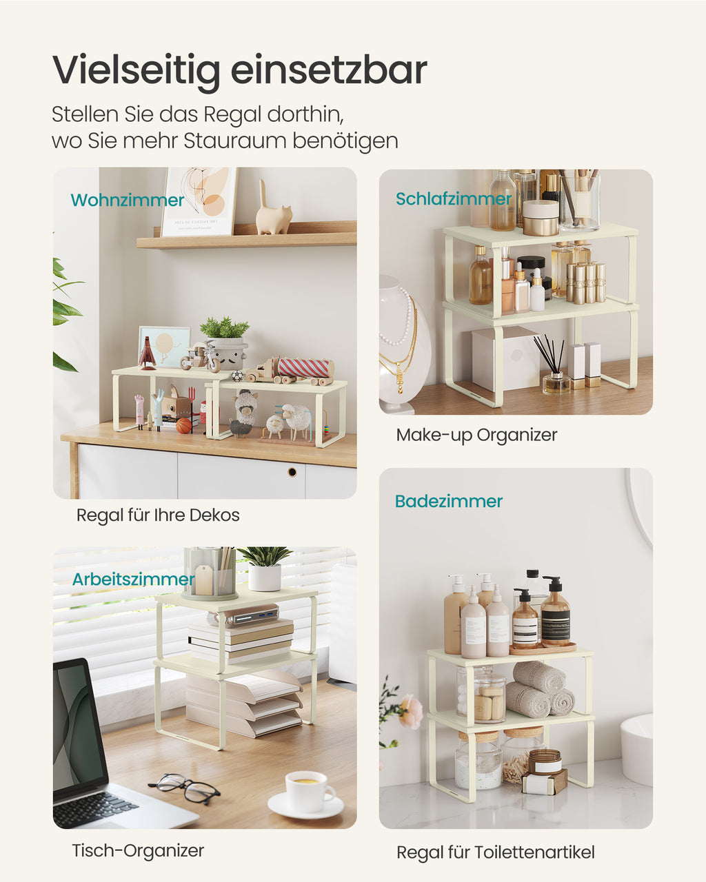 Gewürzregal 2er Set stapelbar cremeweiß
