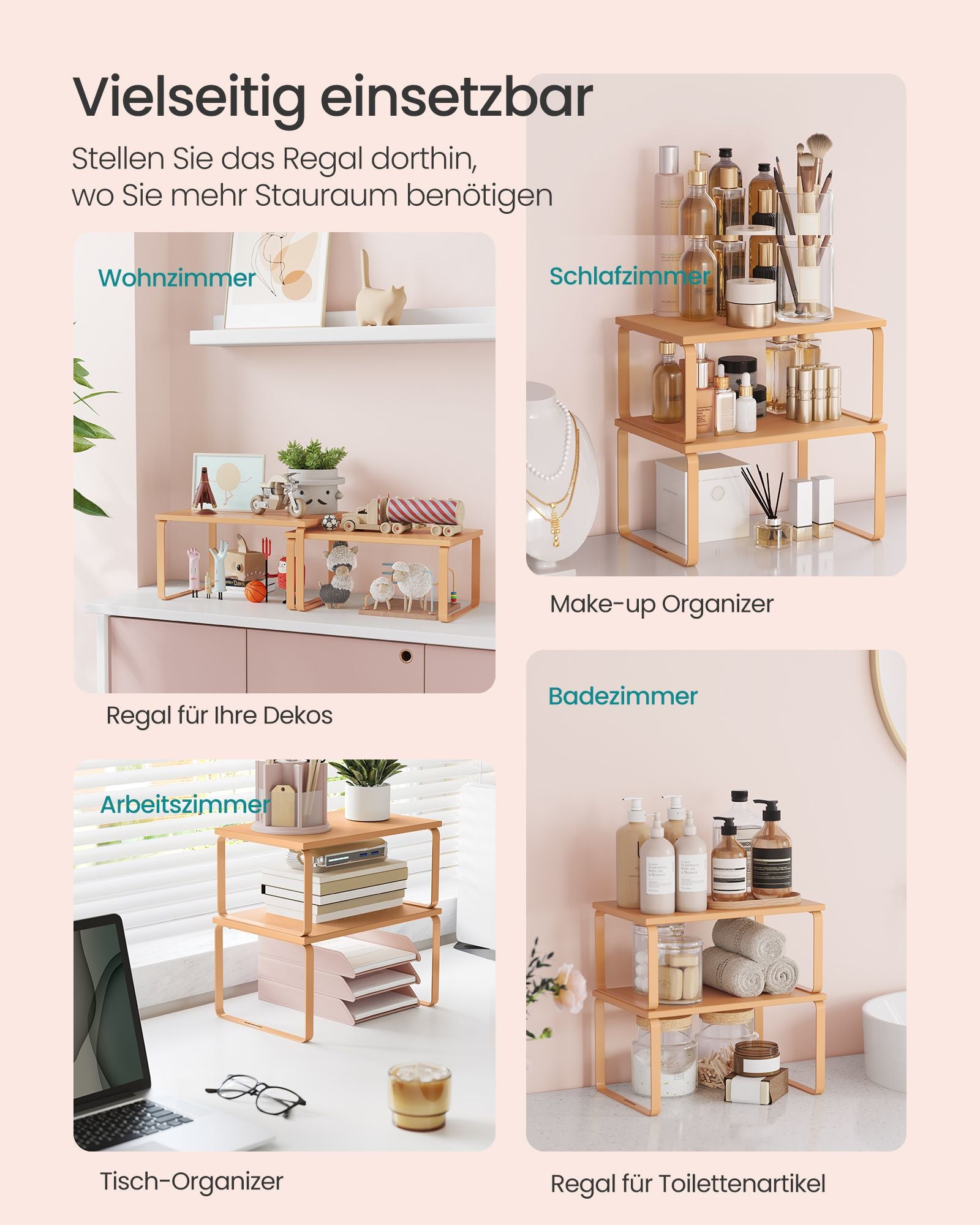 Gewürzregal 2er Set stapelbar pfirsichfarben