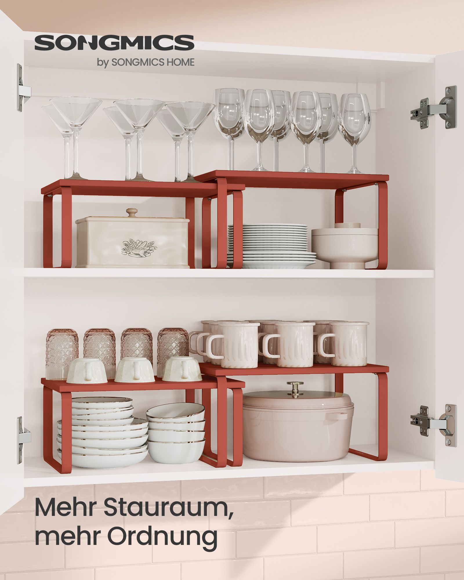 Gewürzregal 2er Set stapelbar mandarinenrot
