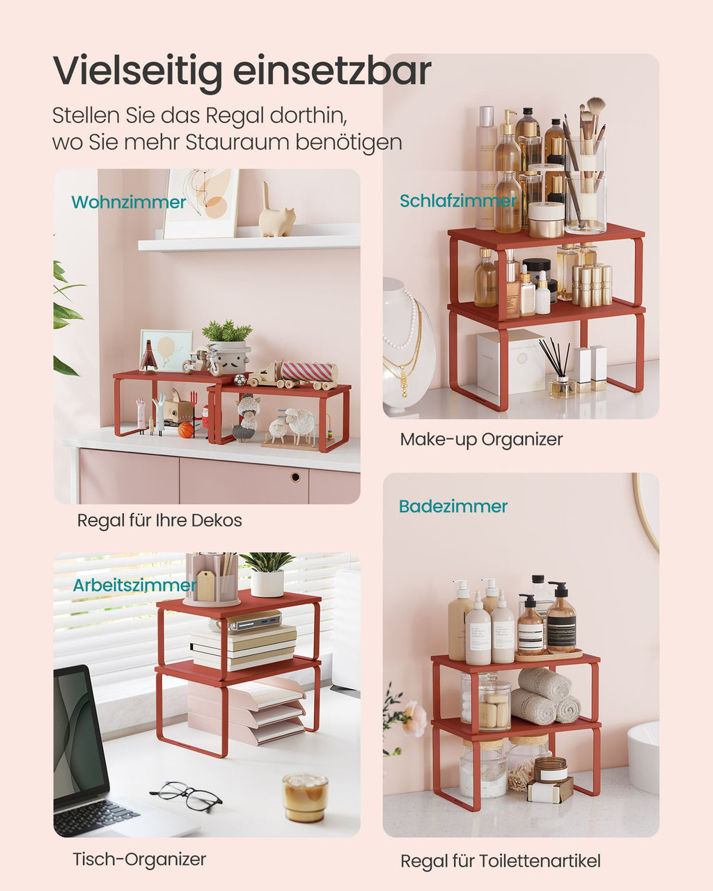 Gewürzregal 2er Set stapelbar mandarinenrot