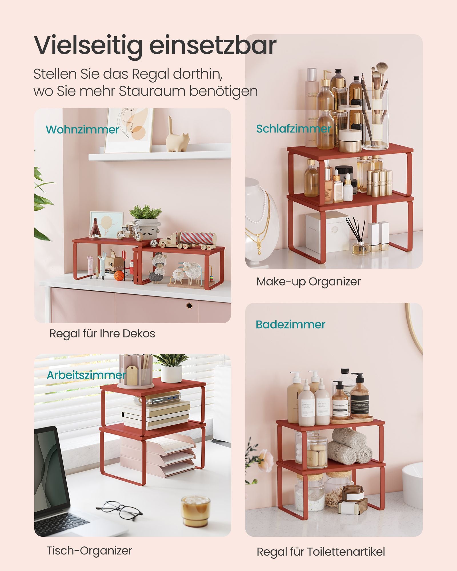 Gewürzregal 2er Set stapelbar mandarinenrot