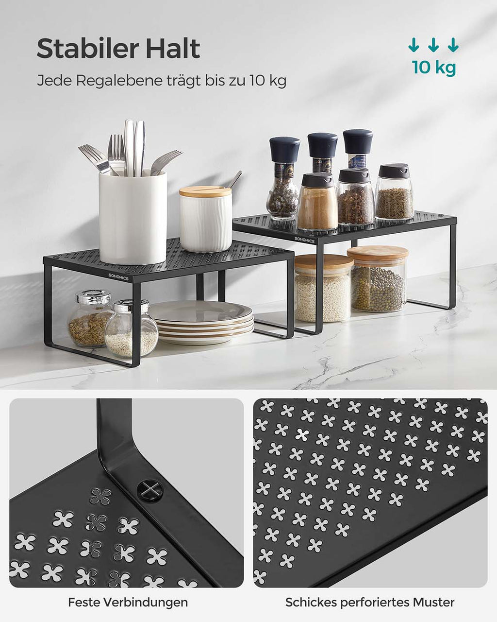 Gewürzregal 4er Set erweiterbar und stapelbar tintenschwarz