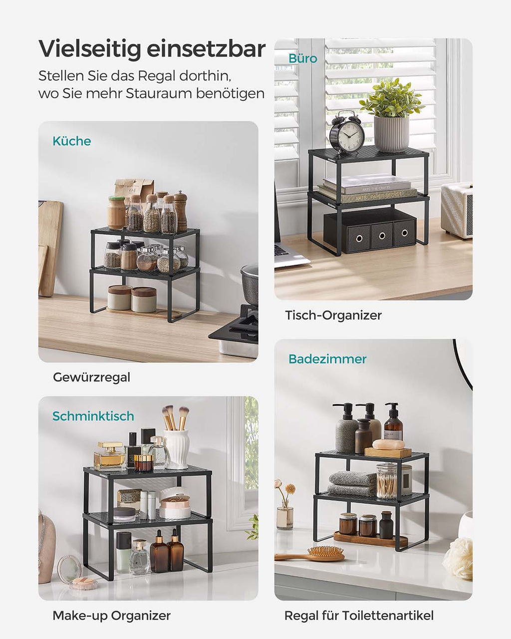 Gewürzregal 4er Set erweiterbar und stapelbar tintenschwarz