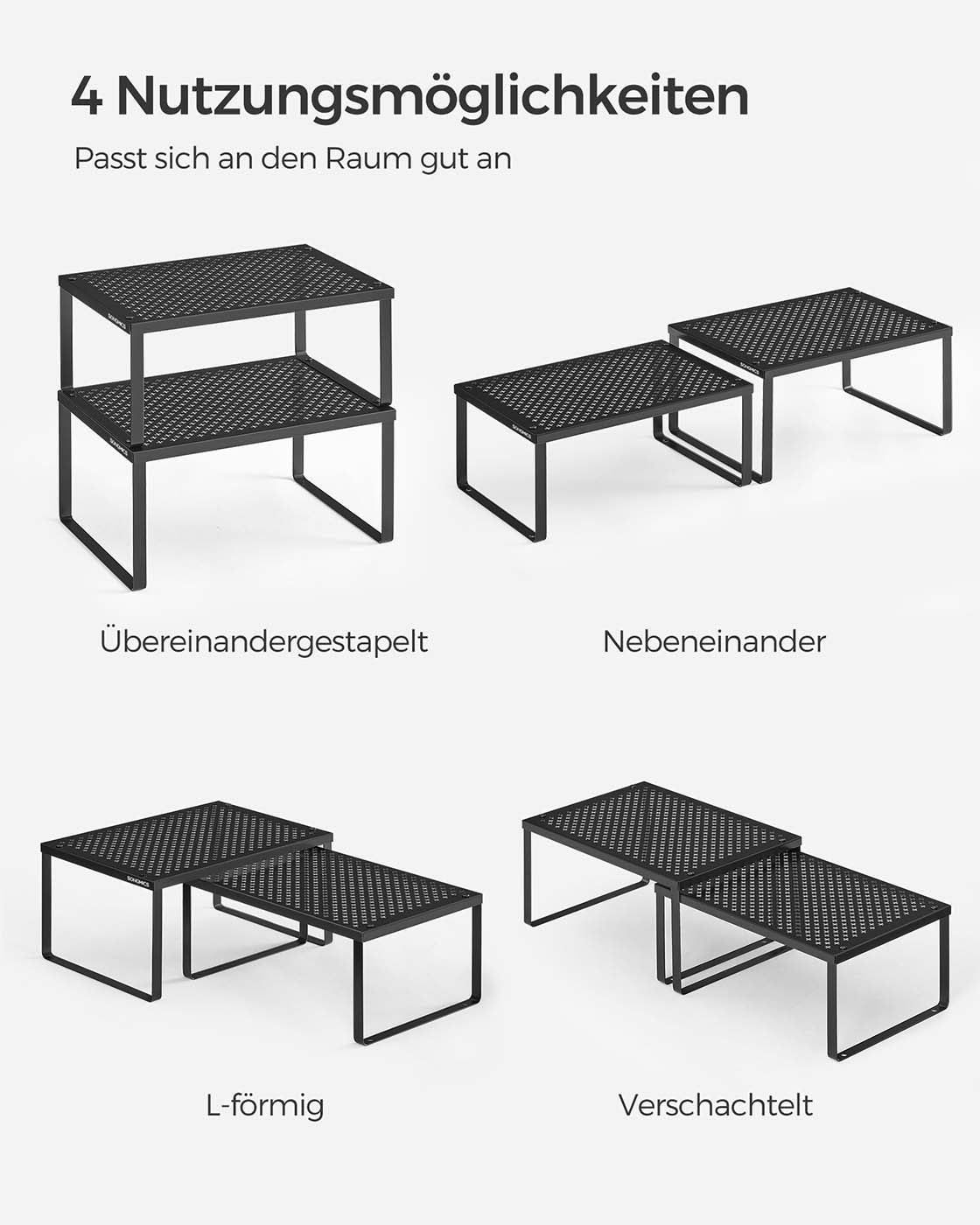 Gewürzregal 4er Set erweiterbar und stapelbar tintenschwarz