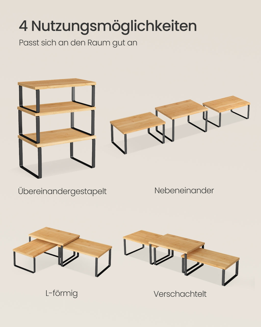 Gewürzregal 3er Set aus Metall und