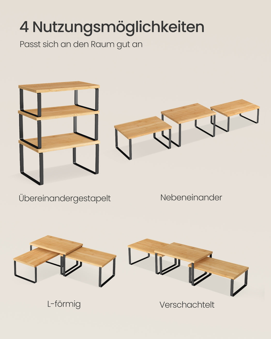 Gewürzregal 3er Set aus Metall und