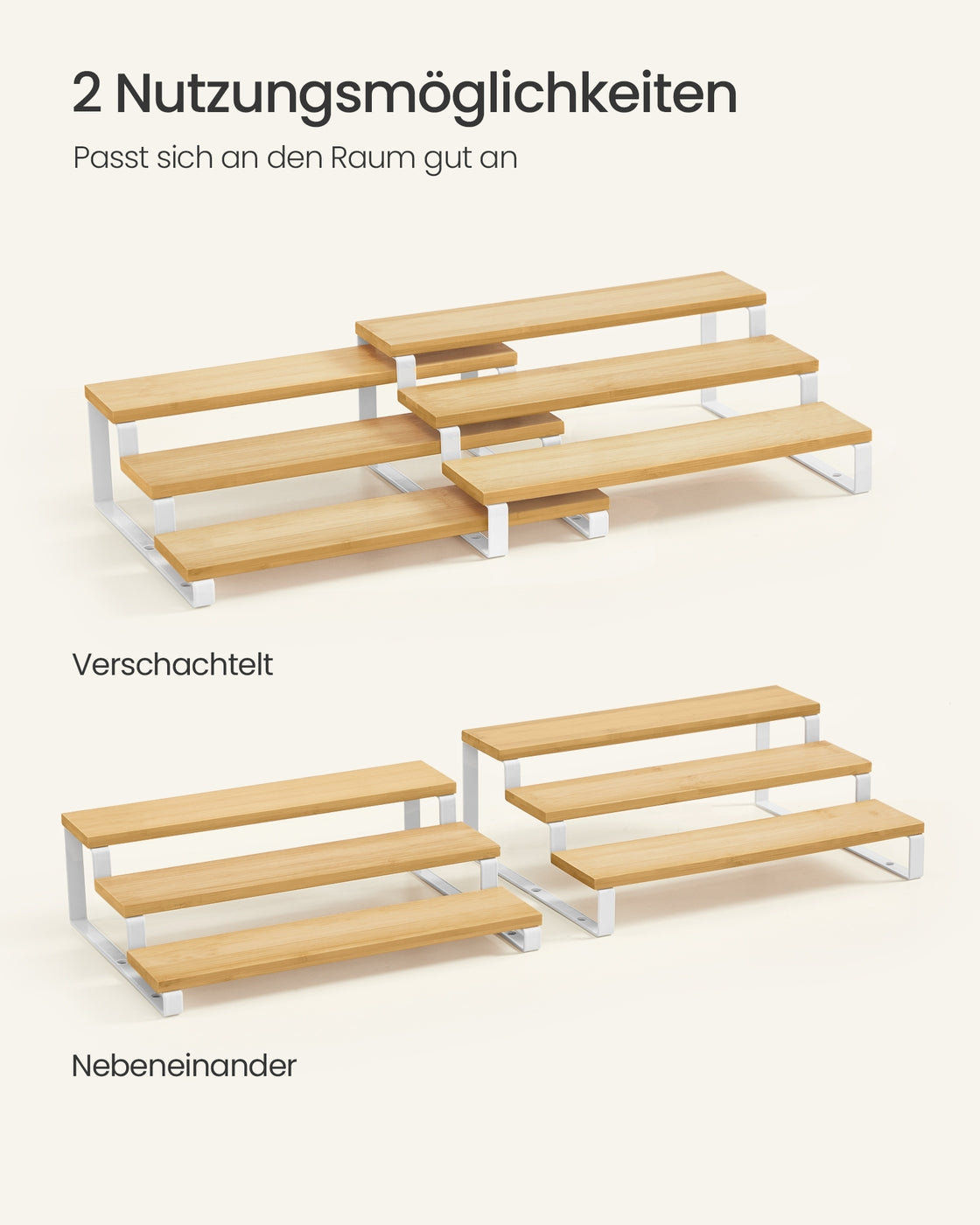 Küchenregale 2er Set naturfarben-weiß
