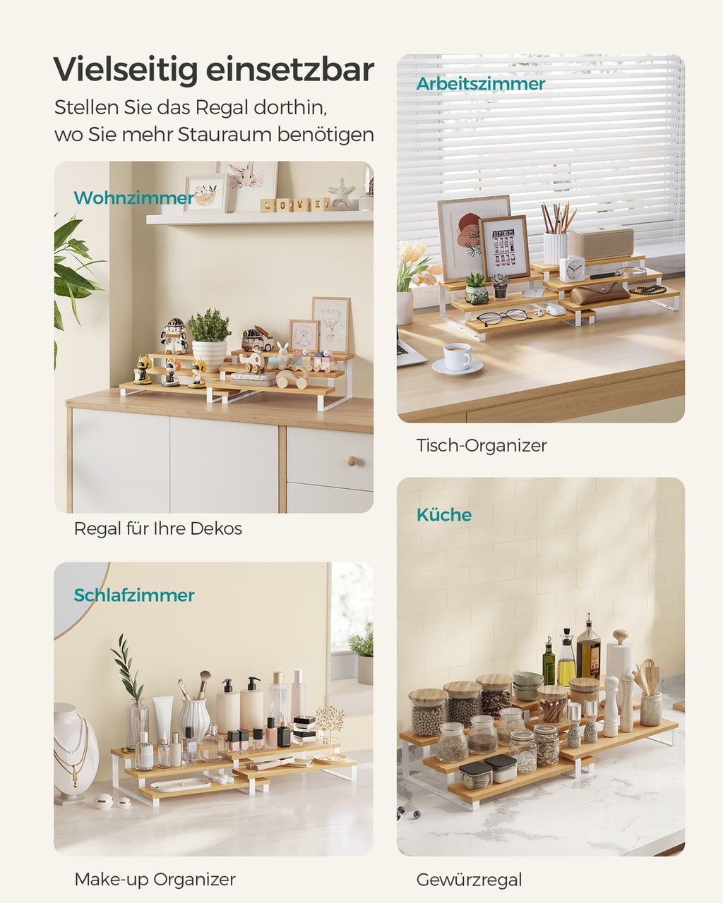 Küchenregale 2er Set naturfarben-weiß
