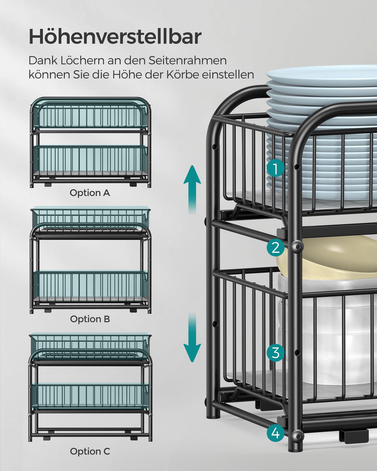 Küchenschrank Organizer stapelbar klassikschwarz