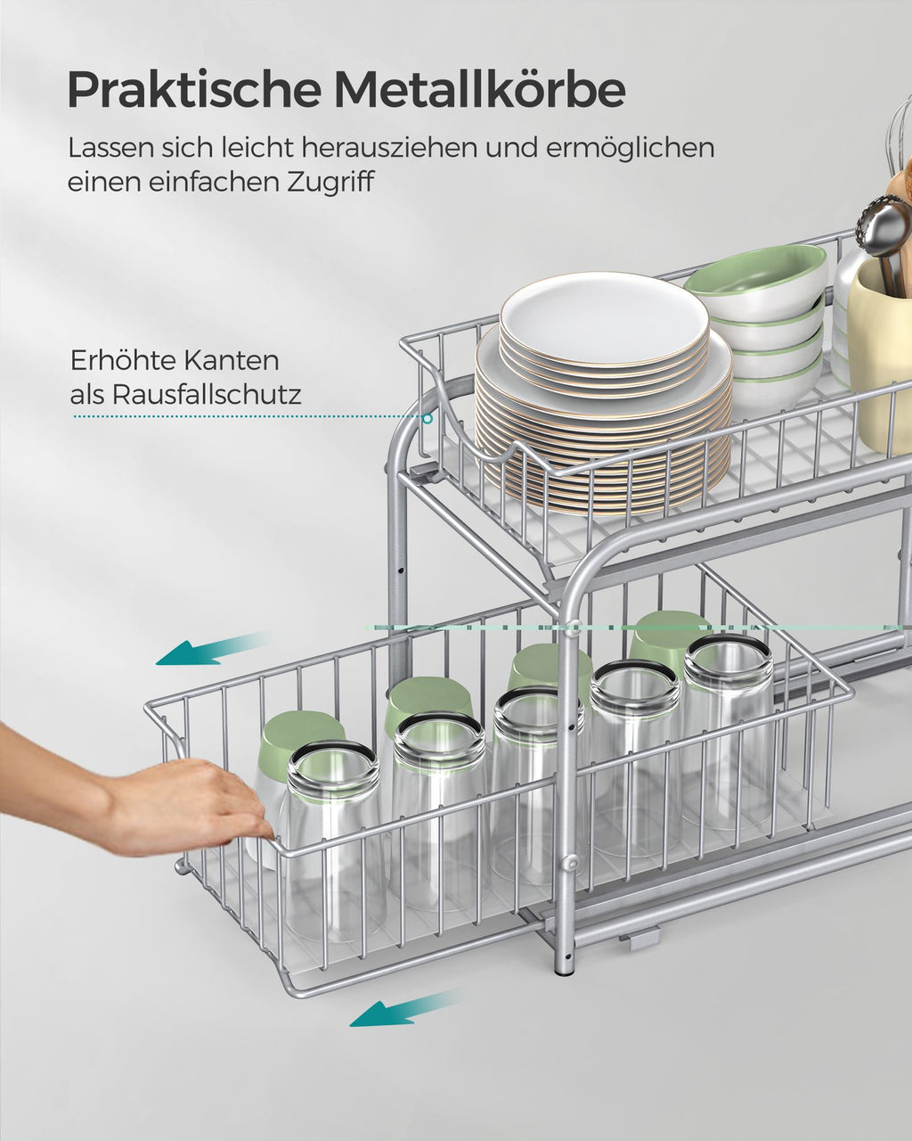 Küchenschrank Organizer 2er Set metallisches Silber