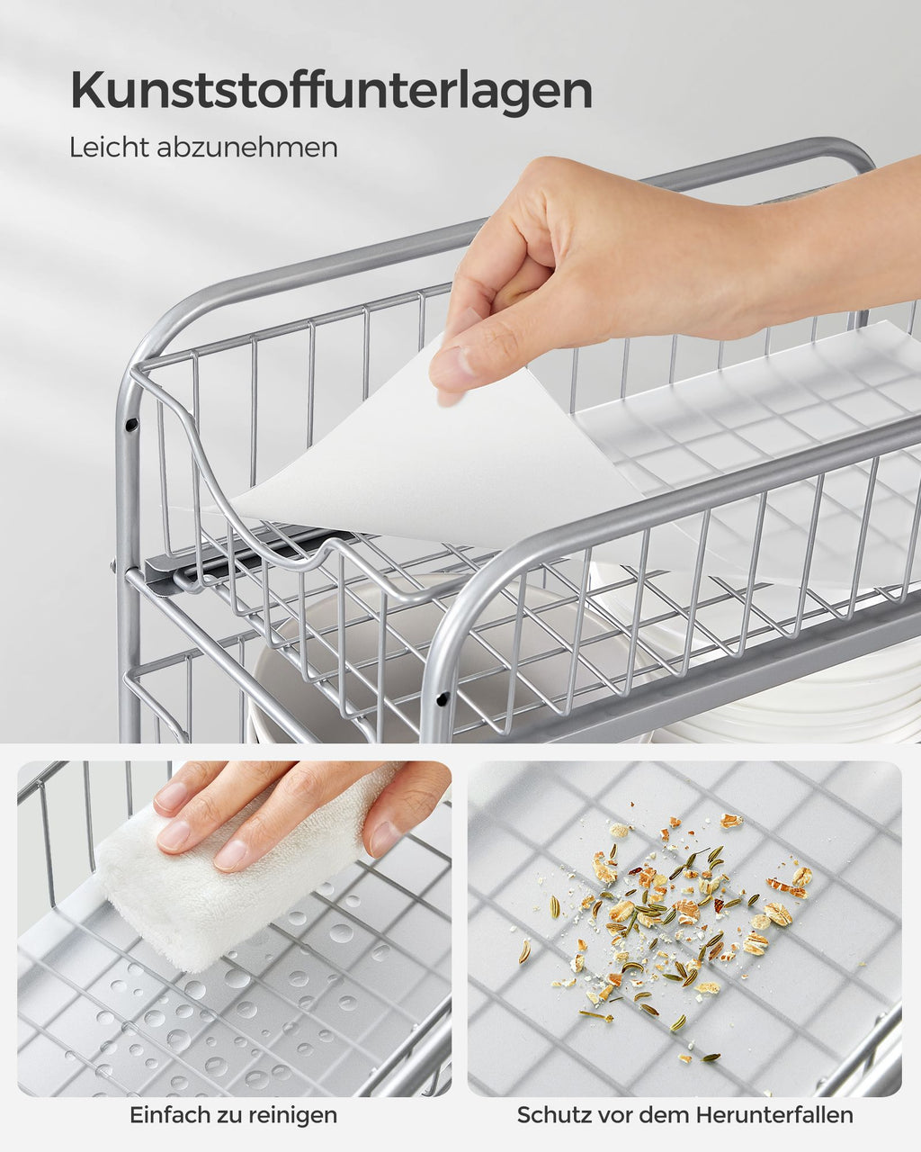Küchenschrank Organizer 2er Set metallisches Silber
