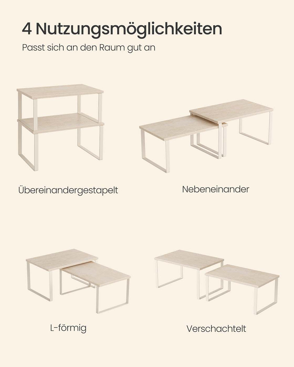 Gewürzregal 2er Set stapelbar 29,7 cm breit travertinbeige-cremeweiß