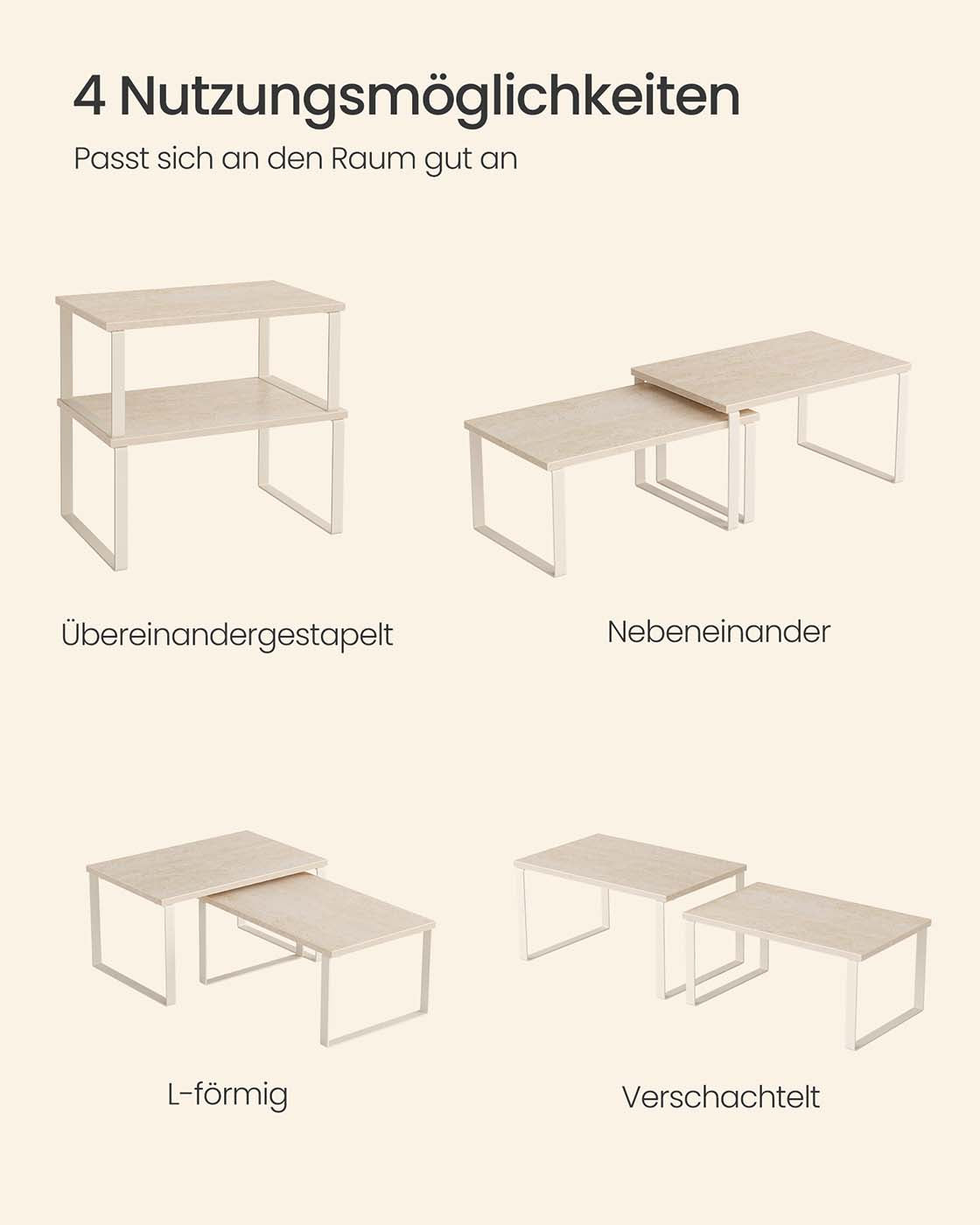 Gewürzregal 2er Set stapelbar 29,7 cm breit travertinbeige-cremeweiß