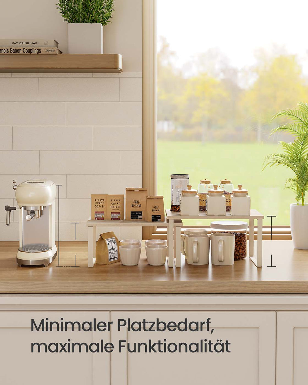 Gewürzregal 2er Set stapelbar 29,7 cm breit travertinbeige-cremeweiß