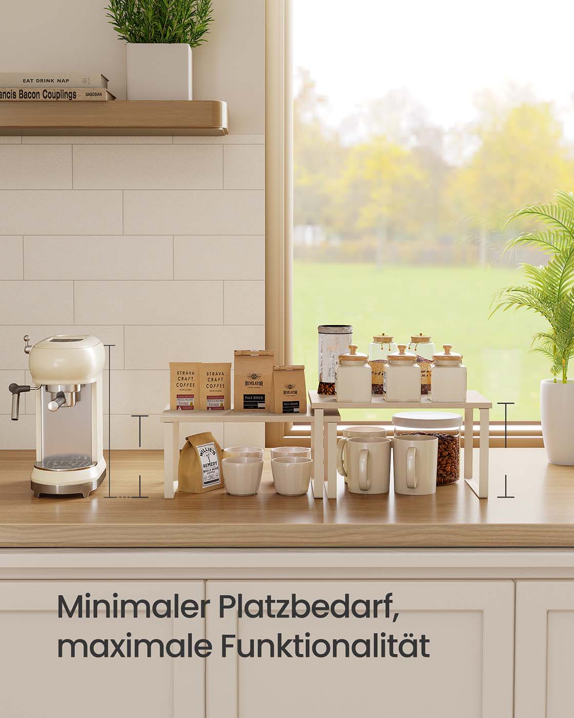 Gewürzregal 2er Set stapelbar 29,7 cm breit travertinbeige-cremeweiß