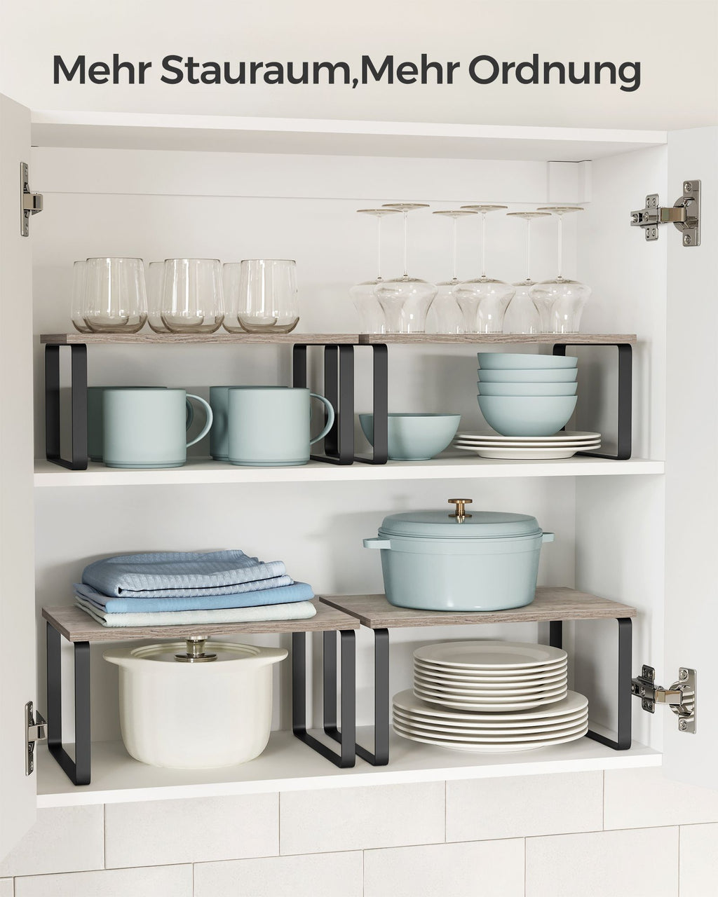 2er Set Küchen-Organizer aus Metall und Holzwerkstoff
