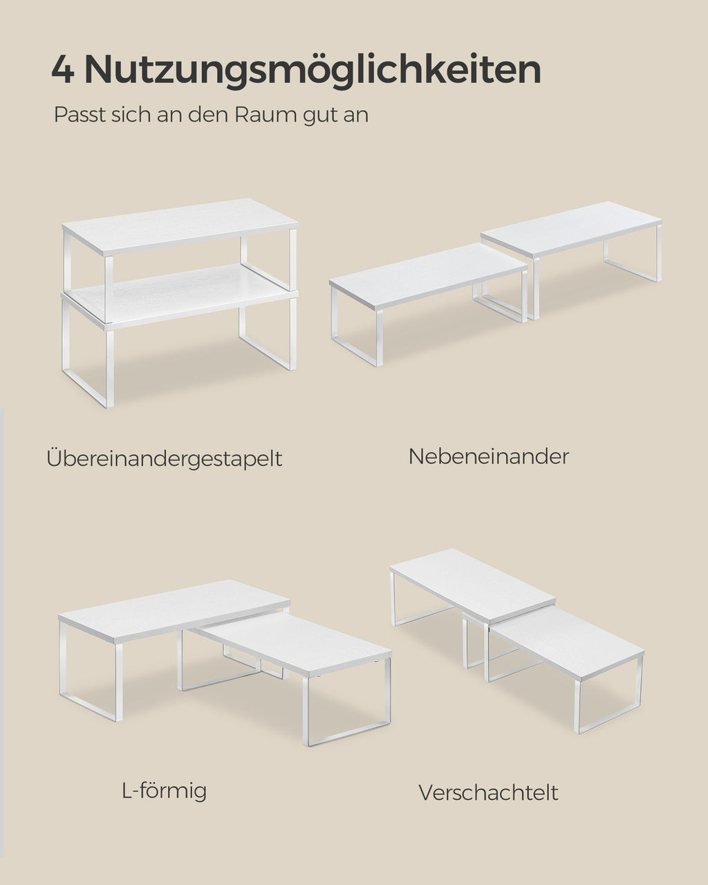 Gewürzregal 2er Set erweiterbar und stapelbar wolkenweiß-schneeweiß