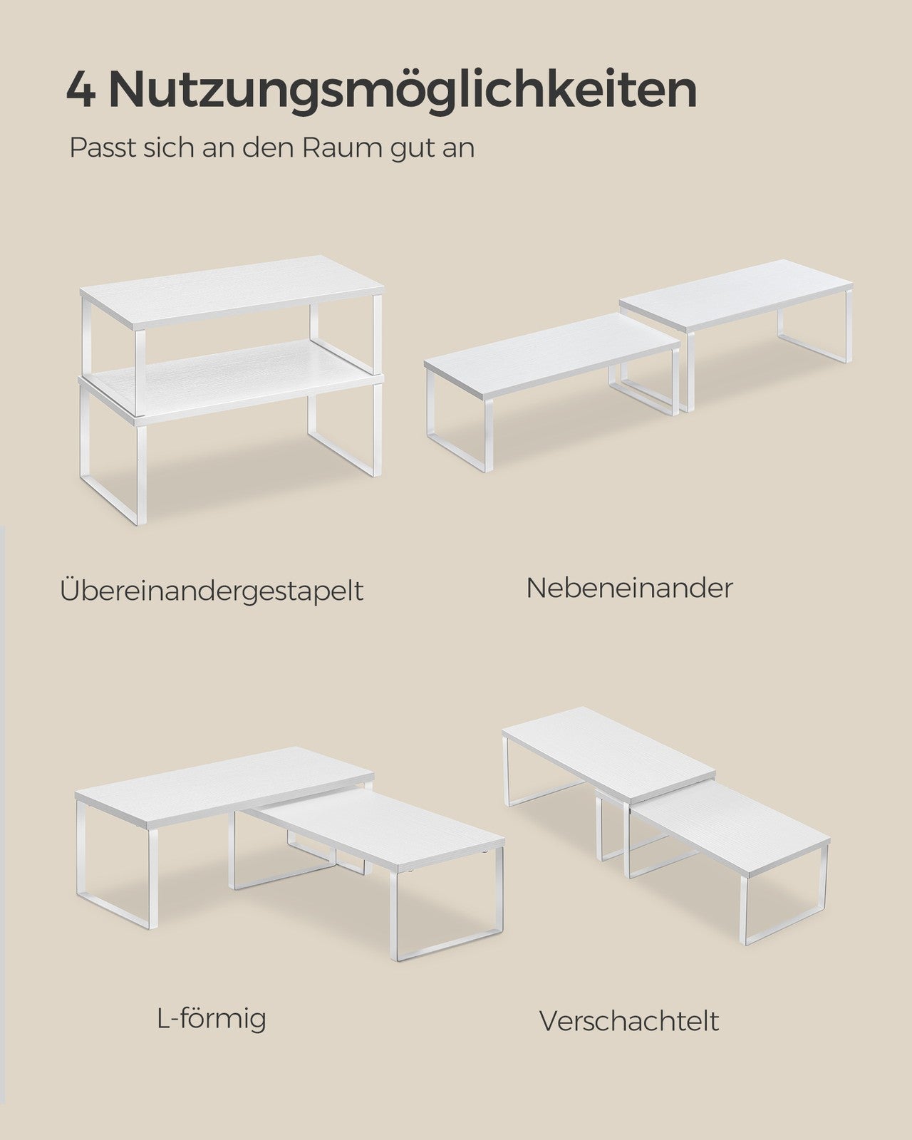 Gewürzregal 4er Set erweiterbar wolkenweiß-schneeweiß