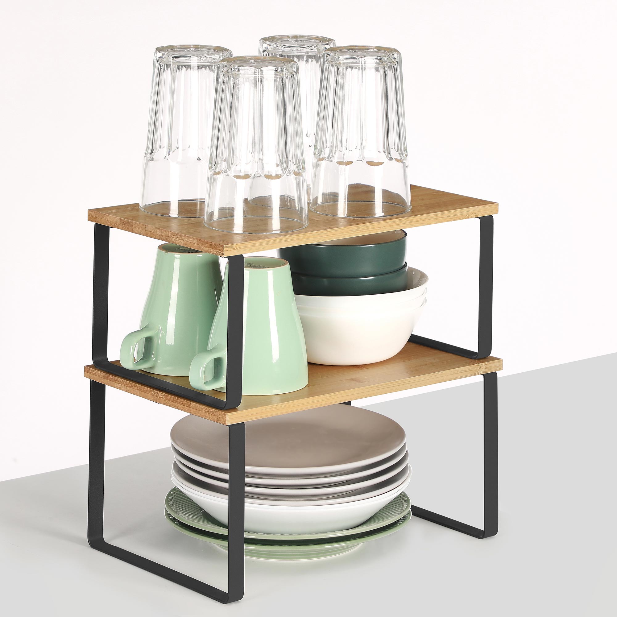 Gewürzregale 2er Set Weiß-Naturfarbe
