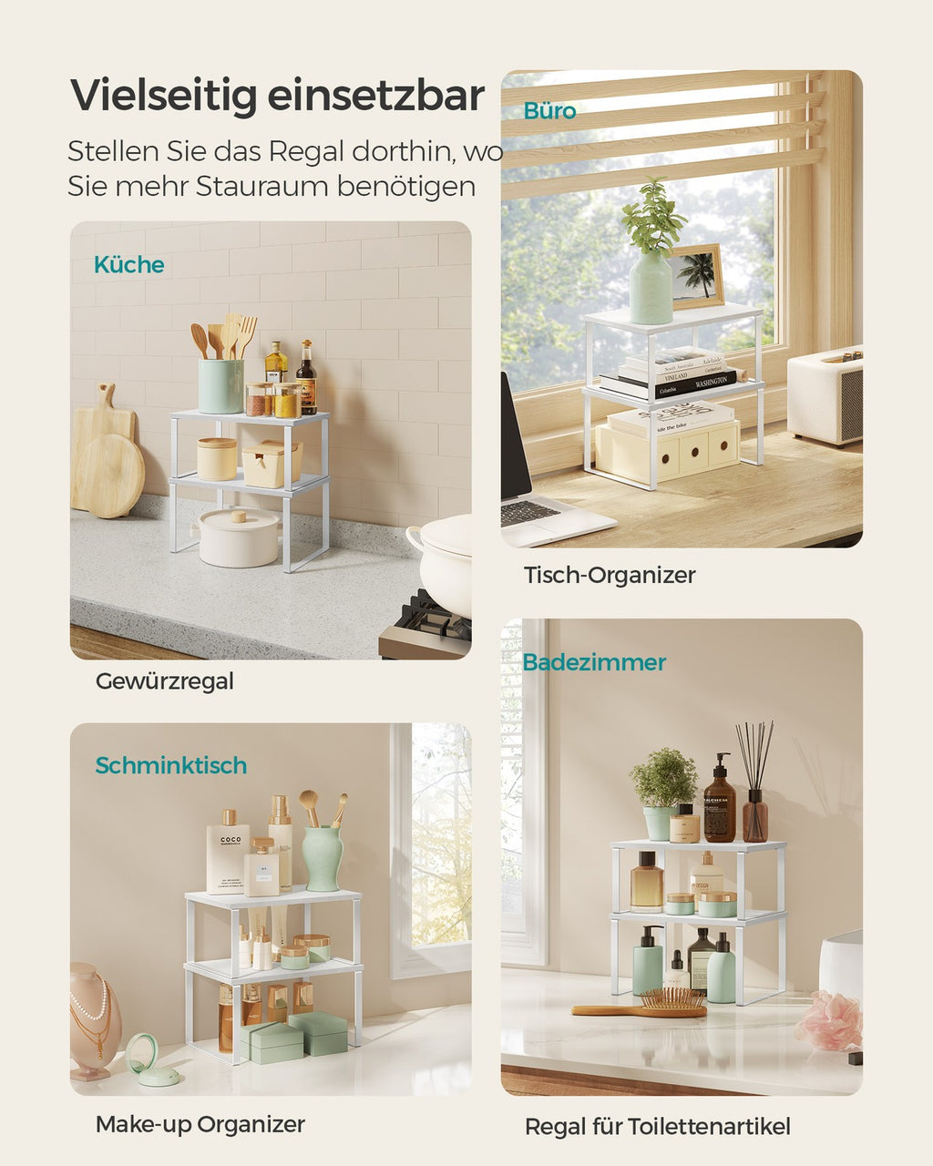 Küchen-Organizer 2er Set stapelbar wolkenweiß-schneeweiß