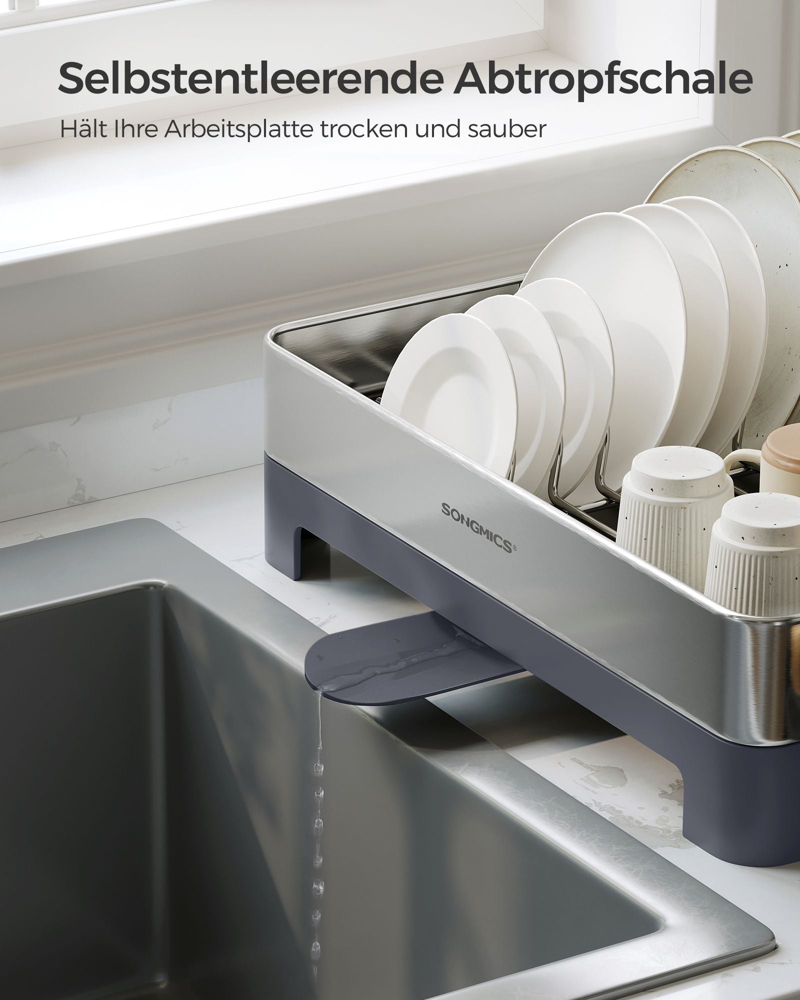 Geschirr-Abtropfständer aus Edelstahl fingerabdruckresistent