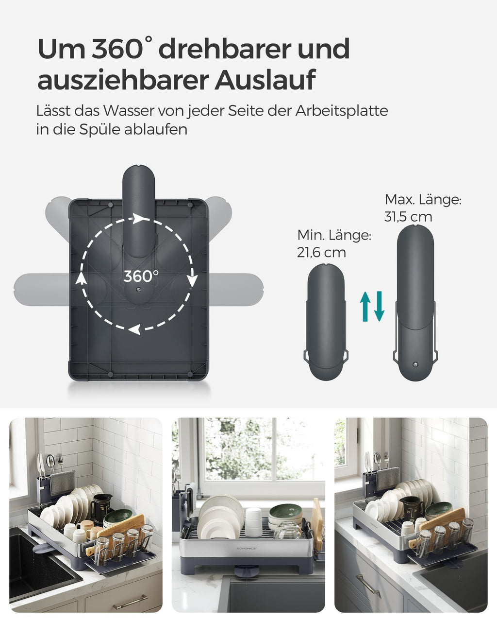 Geschirr-Abtropfständer aus Edelstahl fingerabdruckresistent