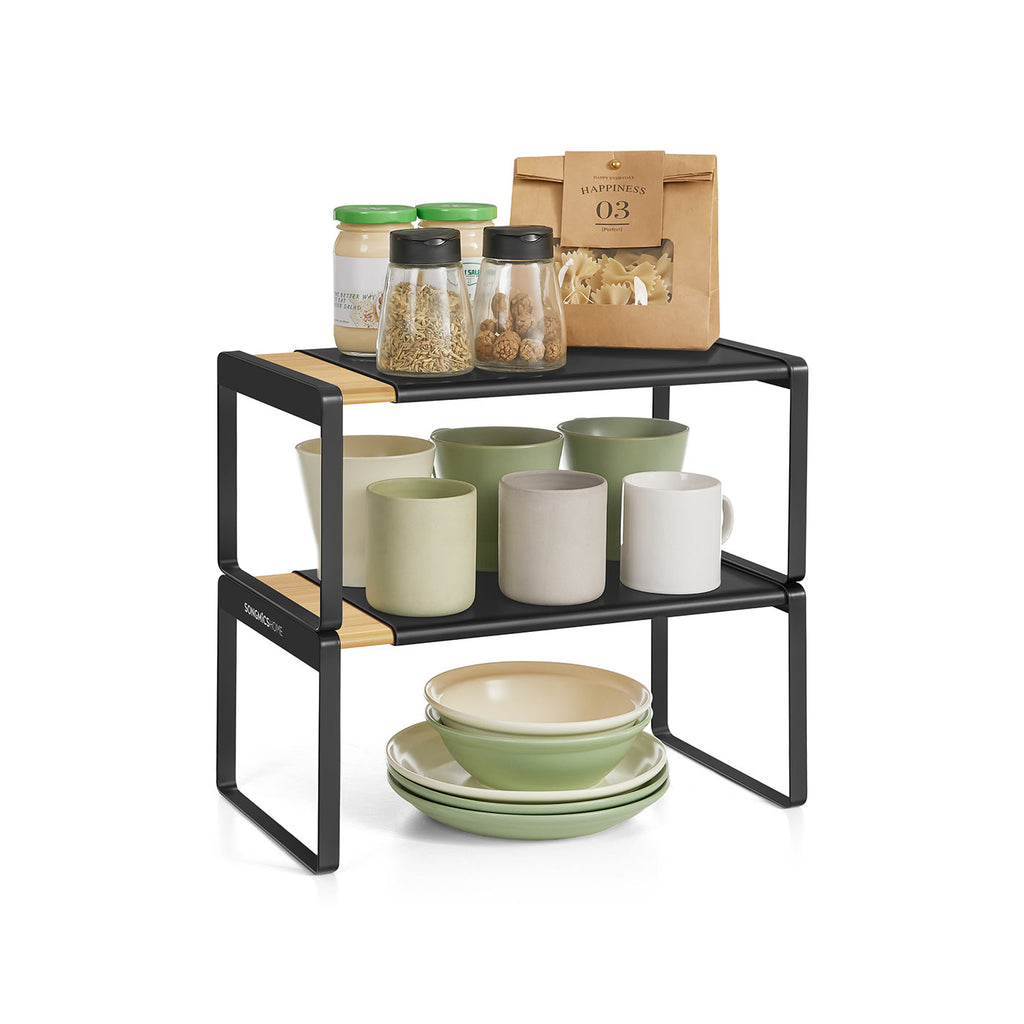 Gewürzregal 2er Set ausziehbar naturbeige-tintenschwarz