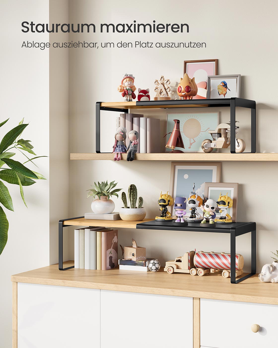 Gewürzregal 2er Set ausziehbar naturbeige-tintenschwarz