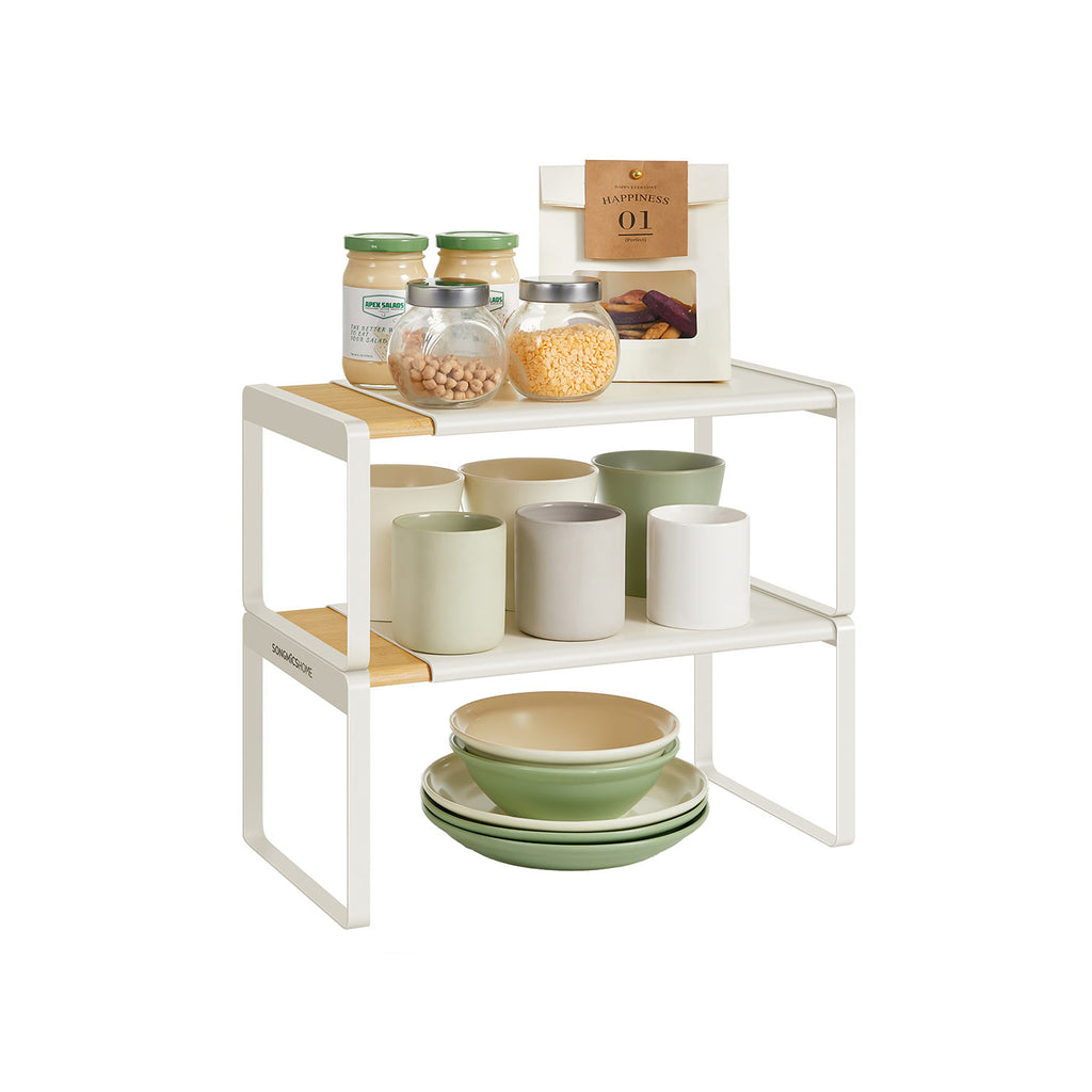 Gewürzregal 2er Set ausziehbar naturbeige-cremeweiß