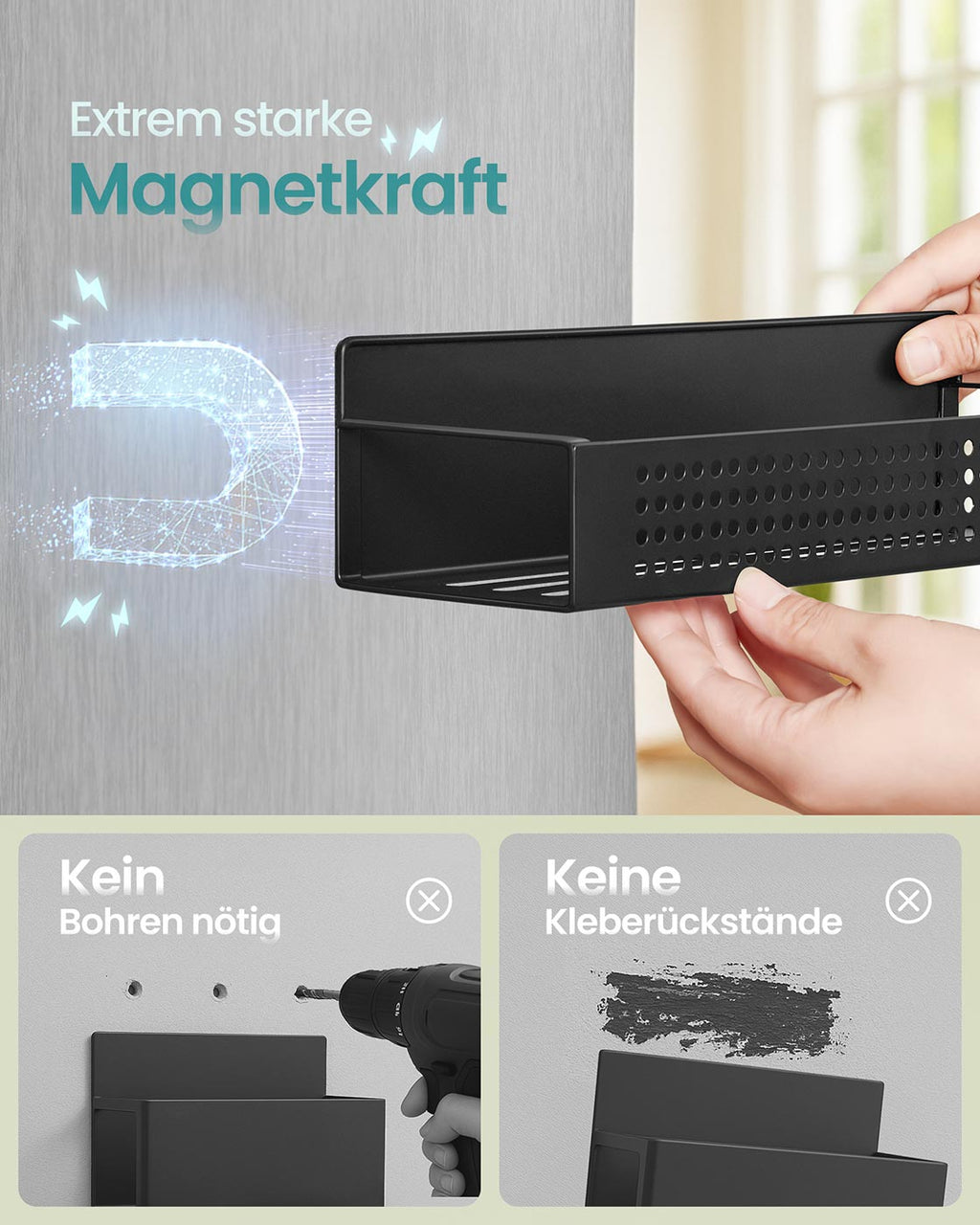 Magnetisches Gewürzregal Set aus Metall ohne Bohren