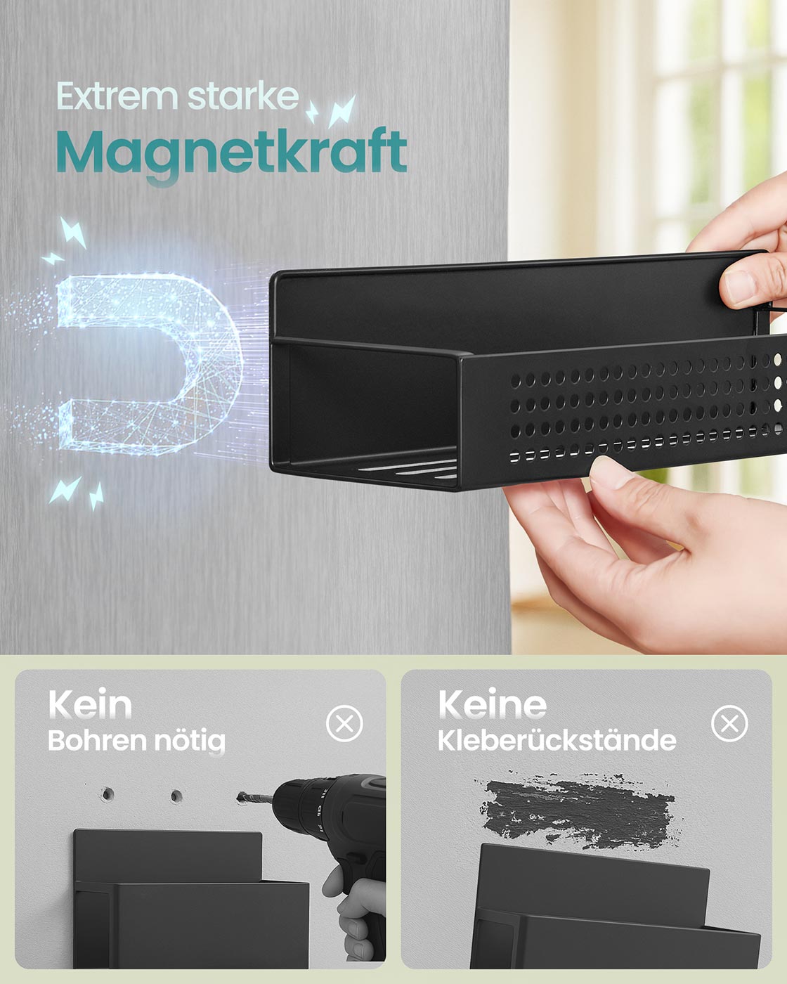 Magnetisches Gewürzregal Set aus Metall ohne Bohren