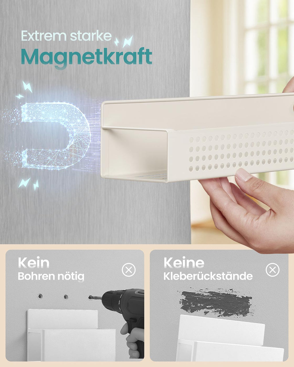 Magnetisches Gewürzregal Set aus Metall ohne Bohren