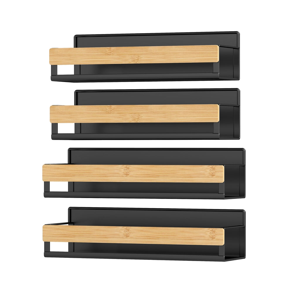 Magnetisches Gewürzregal Set aus Metall ohne Bohren tintenschwarz-naturbeige
