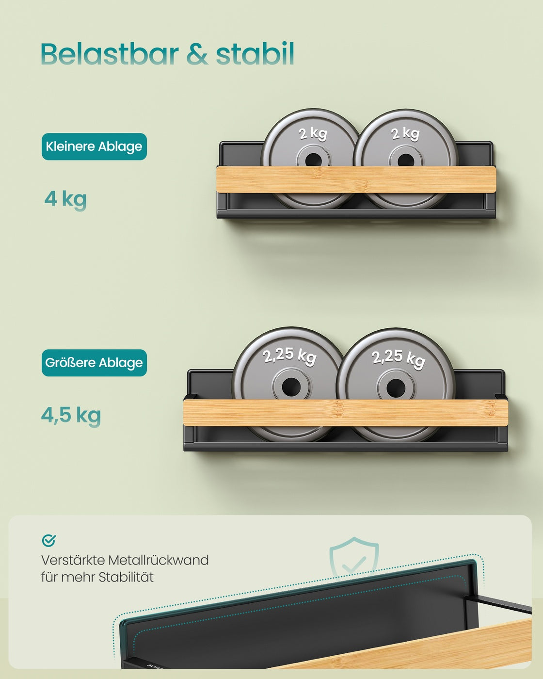 Magnetisches Gewürzregal Set aus Metall ohne Bohren tintenschwarz-naturbeige