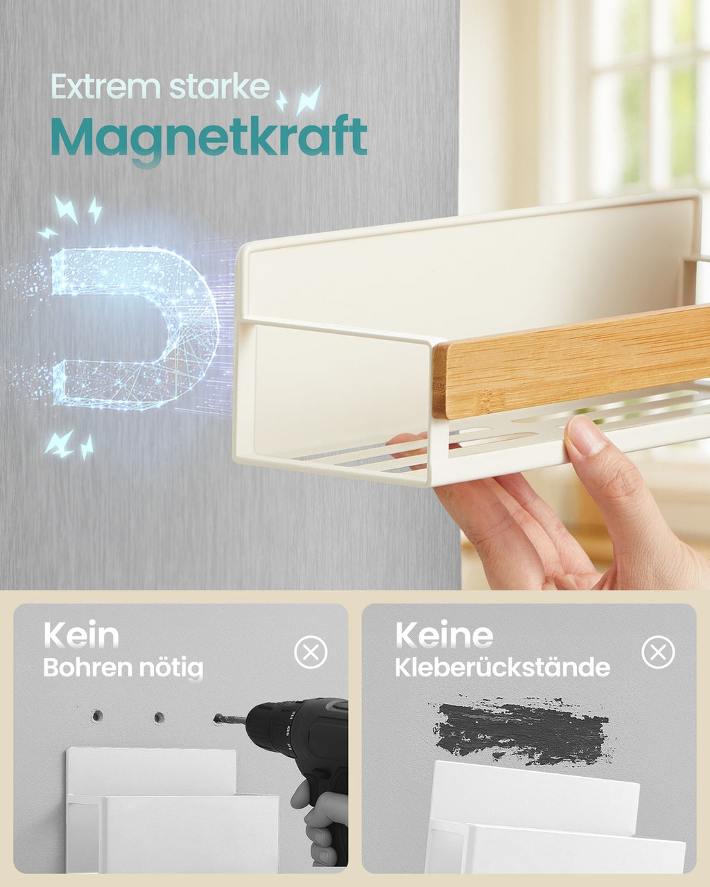 Magnetisches Gewürzregal Set aus Metall ohne Bohren