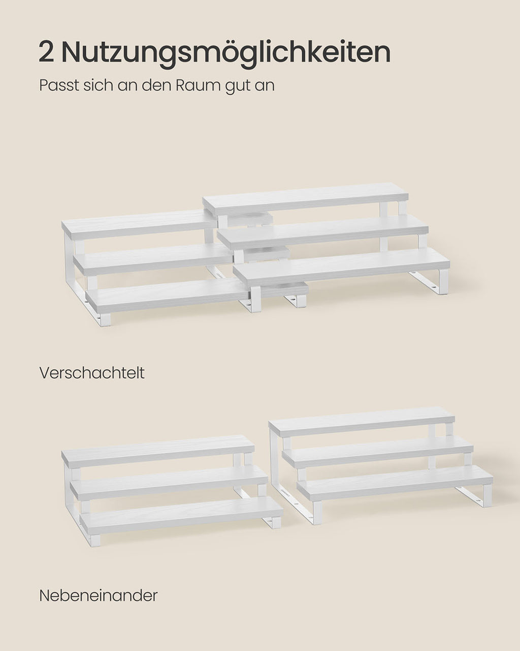 Küchen-Organizer 2er Set je 3 Ablagen schneeweiß-wolkenweiß
