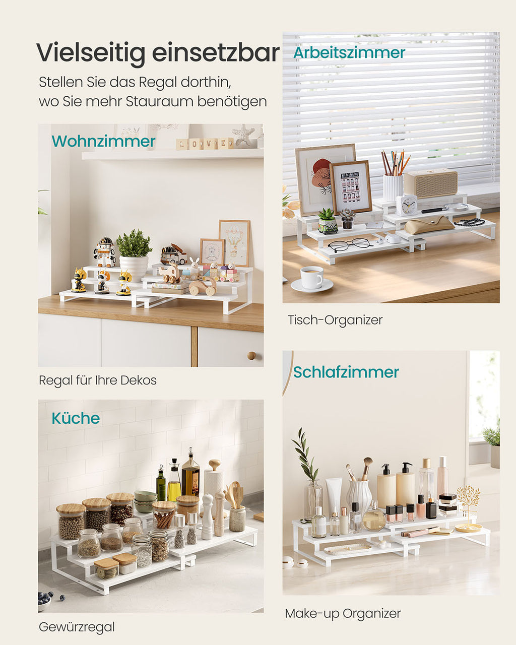 Küchen-Organizer 2er Set je 3 Ablagen schneeweiß-wolkenweiß
