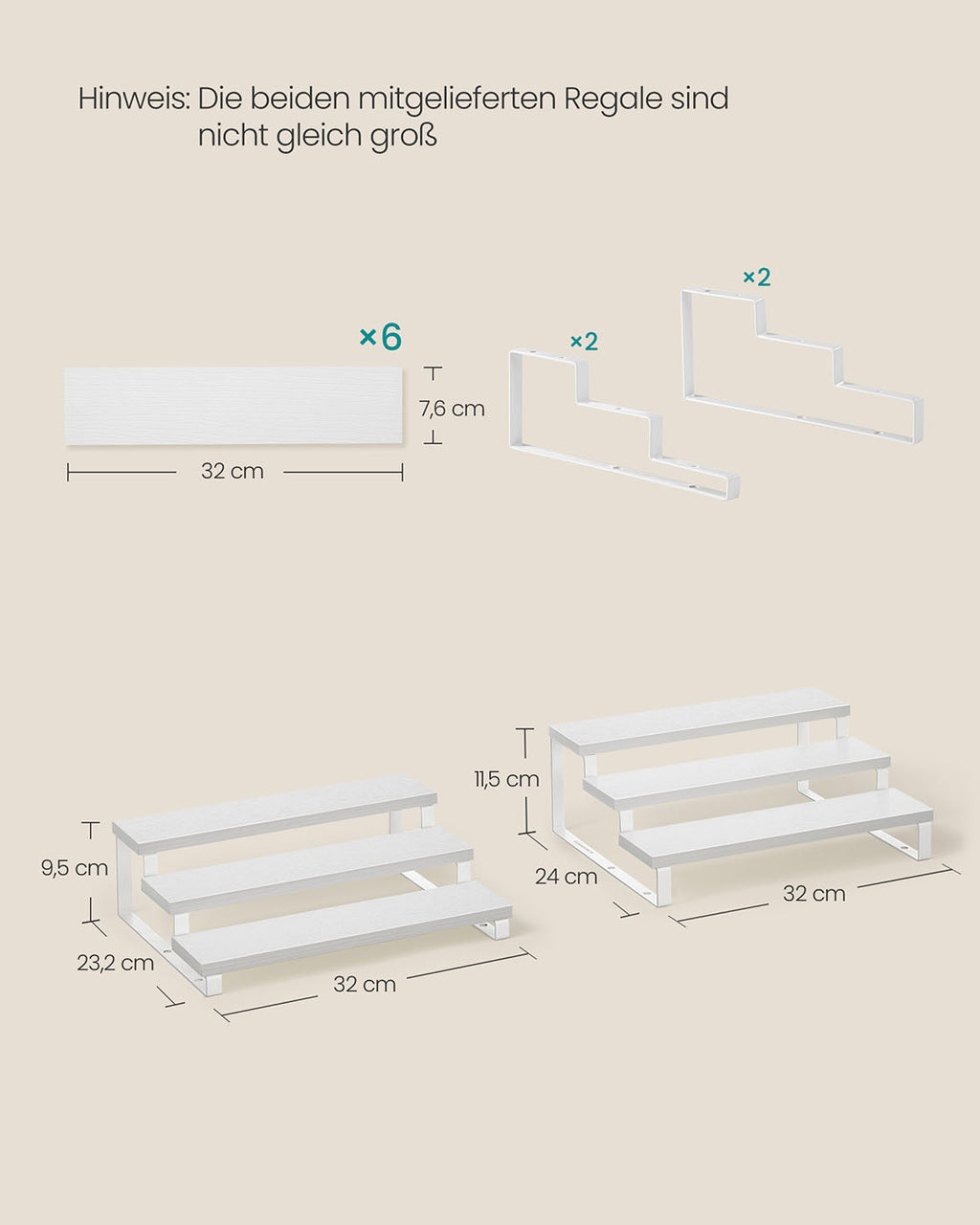 Küchen-Organizer 2er Set je 3 Ablagen schneeweiß-wolkenweiß