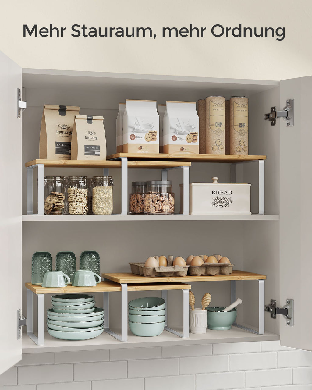 Küchen-Organizer 2er Set erweiterbar stapelbar wolkenweiß-naturbeige