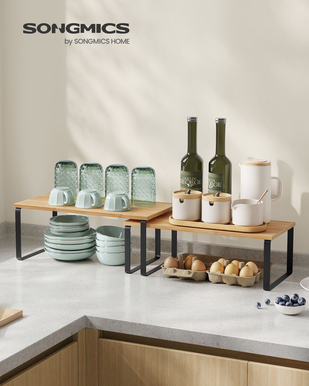 Gewürzregal 4er Set stapelbar tintenschwarz-naturbeige