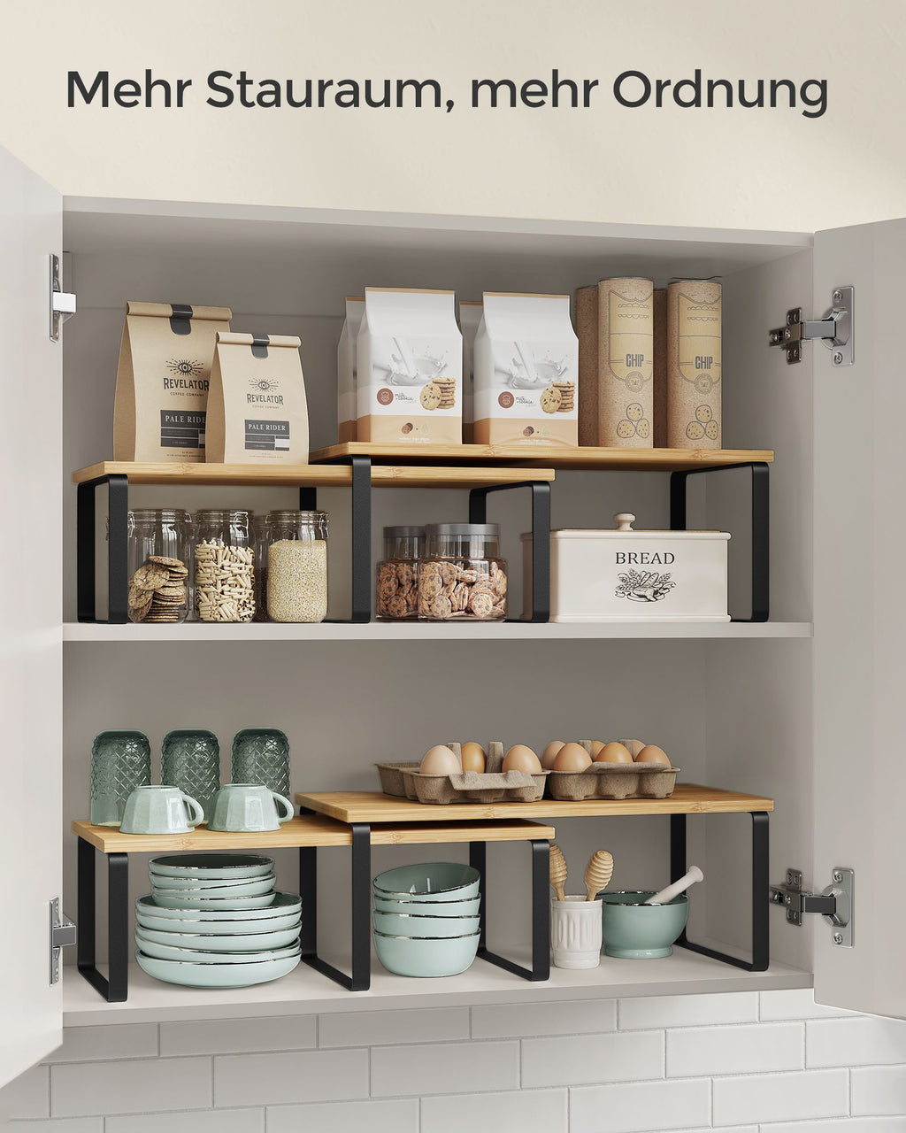Gewürzregal 4er Set stapelbar tintenschwarz-naturbeige