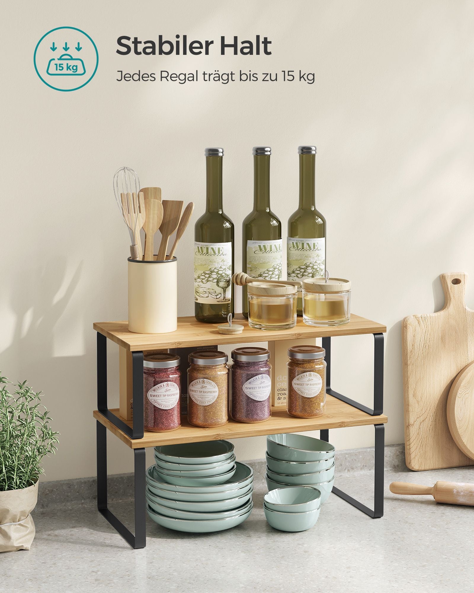 Gewürzregal 4er Set stapelbar tintenschwarz-naturbeige