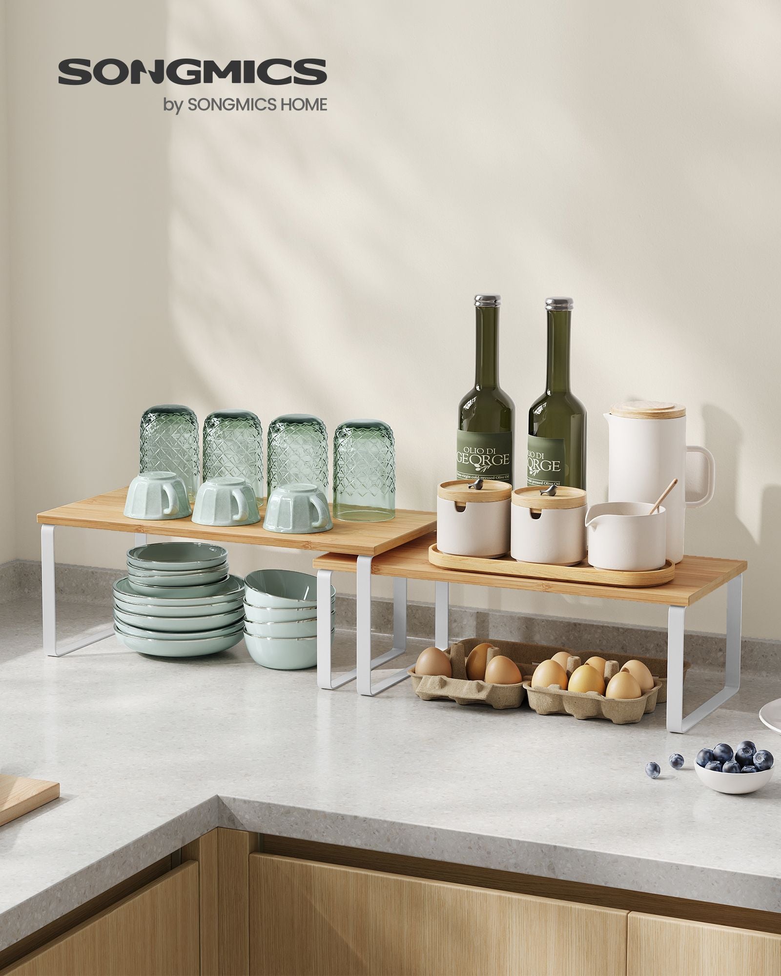 Küchenregal 4er Set erweiterbar wolkenweiß-naturbeige