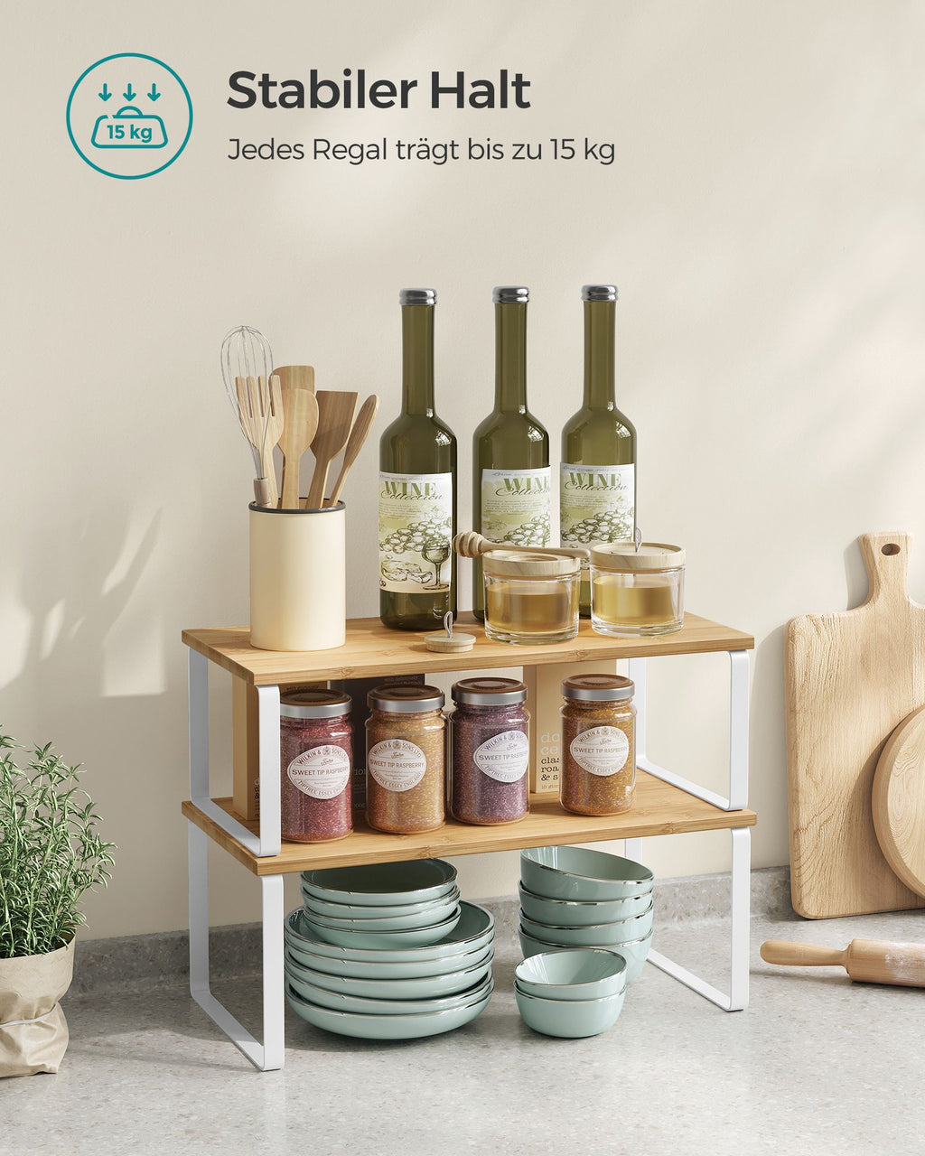 Küchenregal 4er Set erweiterbar wolkenweiß-naturbeige